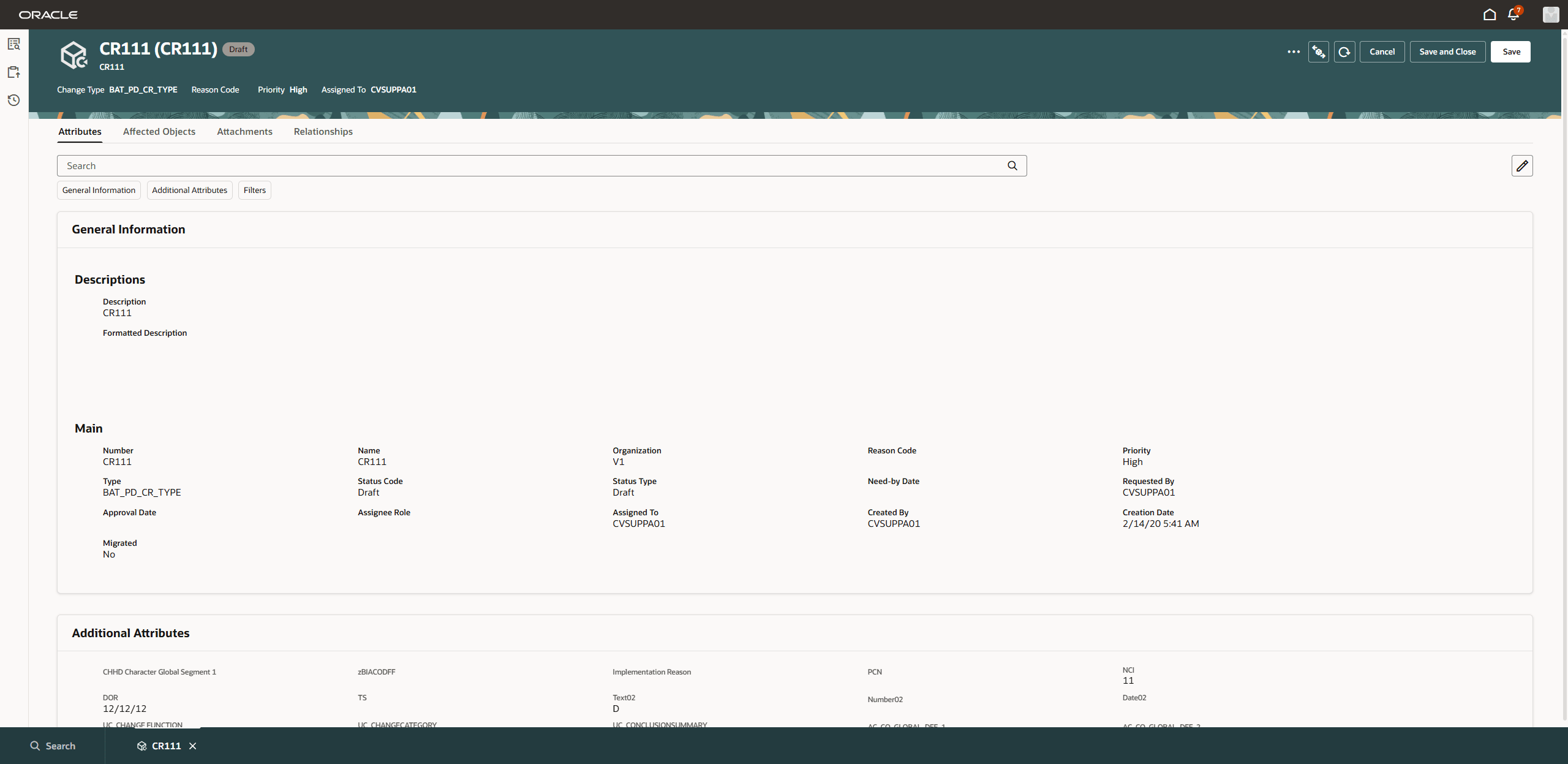 Change Request With History Tab Hidden Using Business Rules on Supplier Portal