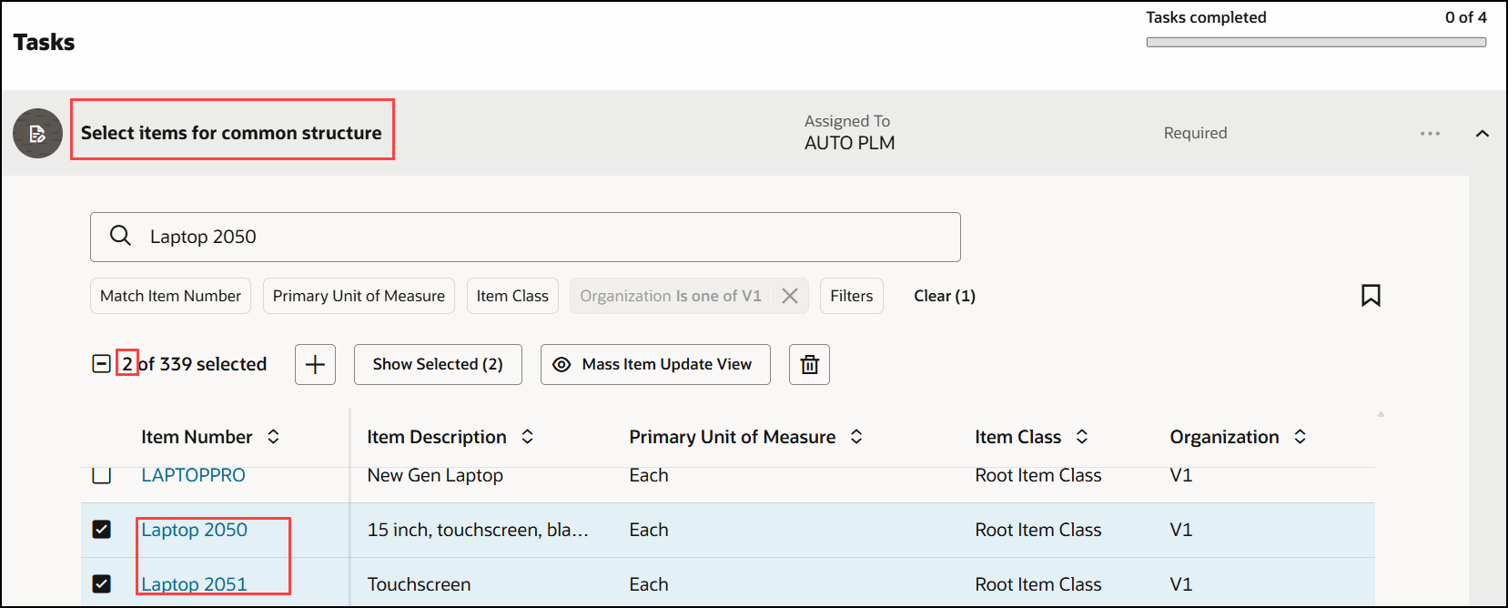 Select Items You Want to Make Common