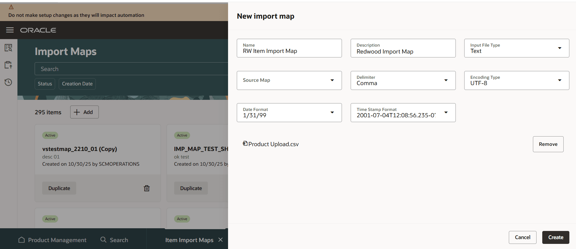 New Import Map Drawer