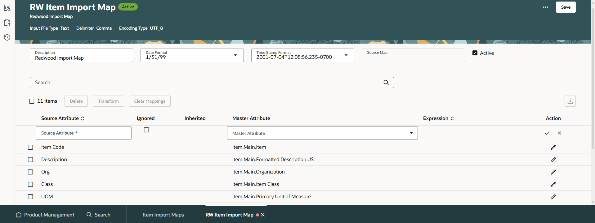 Edit Import Maps Page