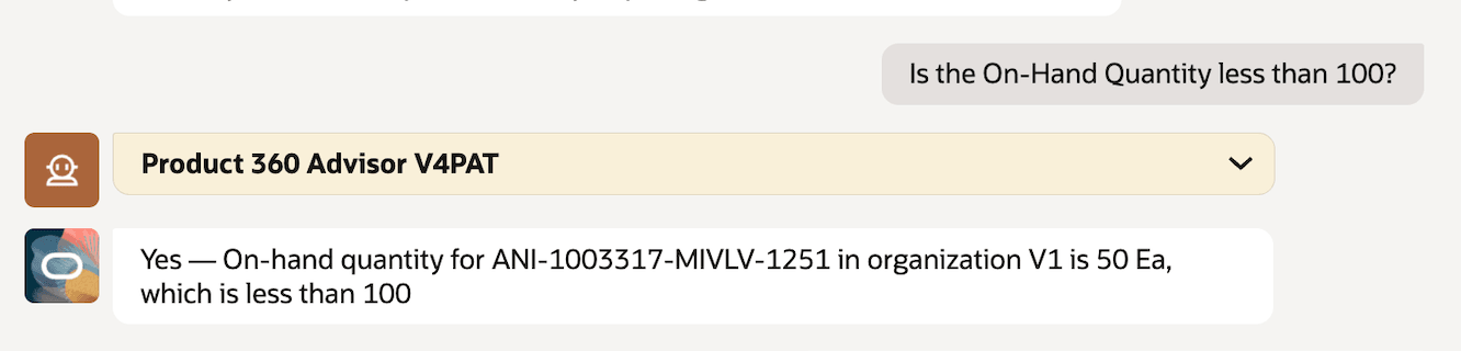 Response On-hand Quantity