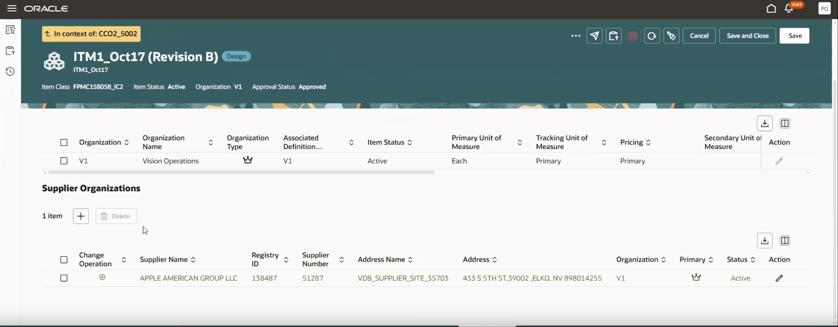 Supplier Association Addition in Change Order Context