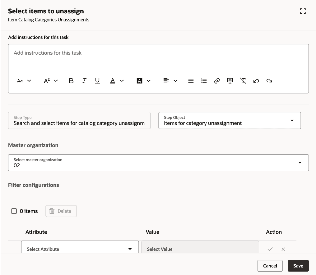 Task: Select Items to Unassign
