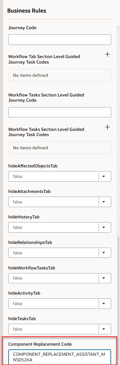 Enable Component Replacement Assistant Button Using Business Rules in Visual Builder