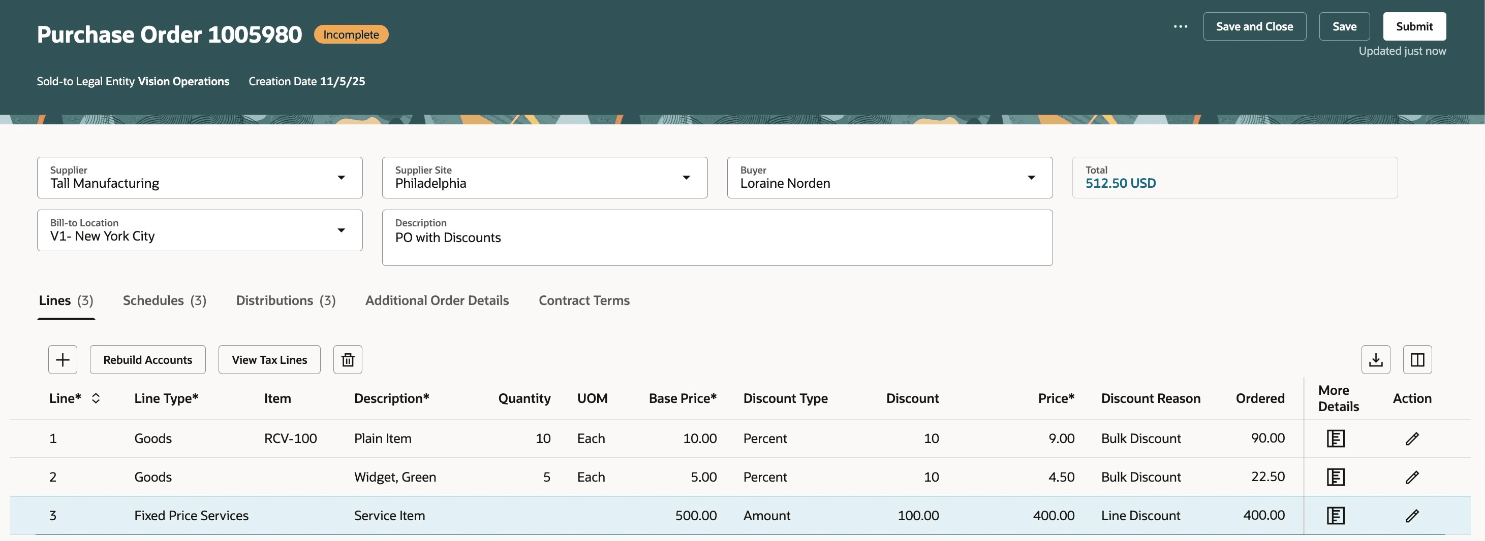 Apply Line Level Discount