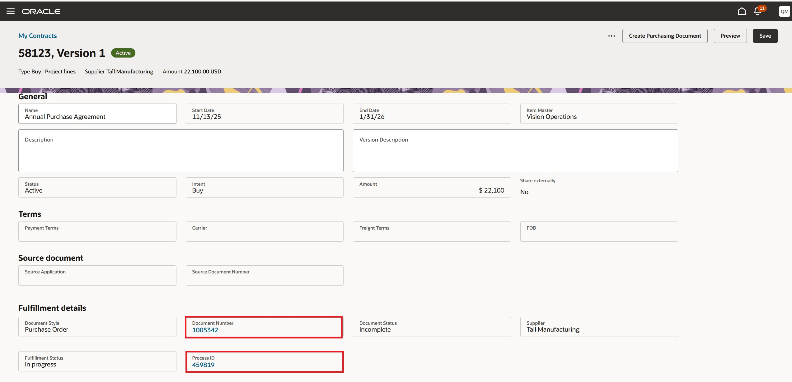 Fulfillment Process and Document Details