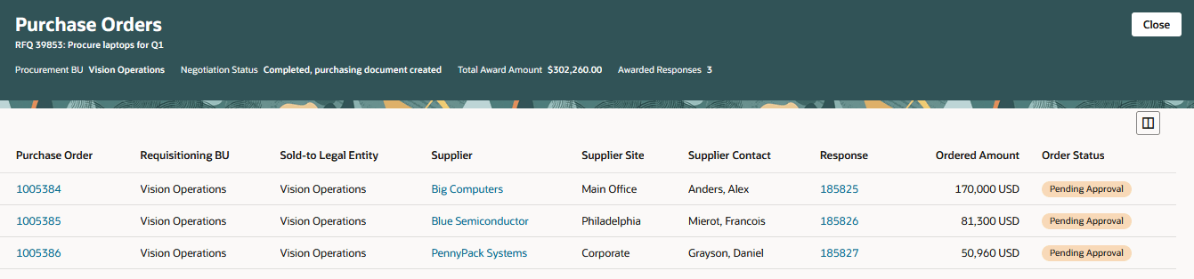 View Purchase Orders