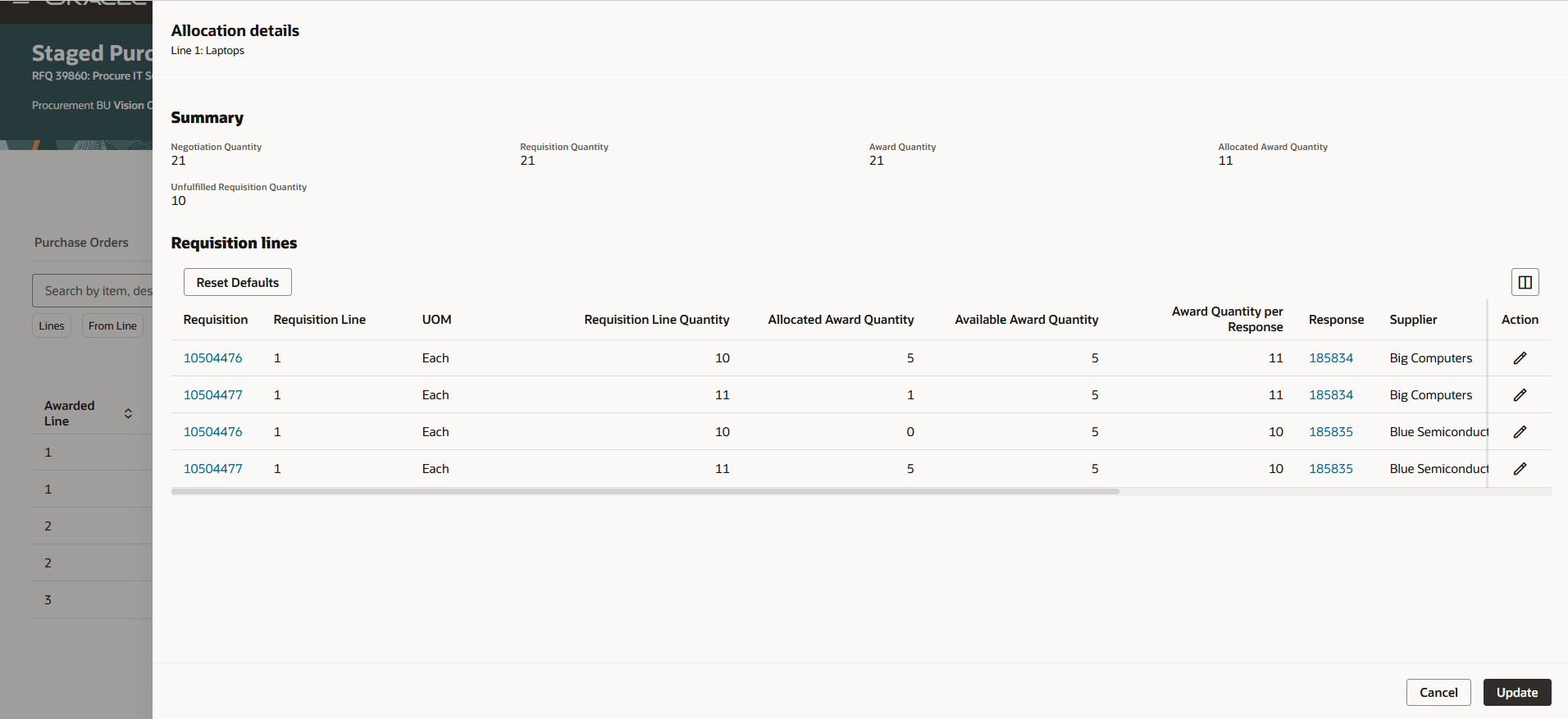 Edit Line Allocations