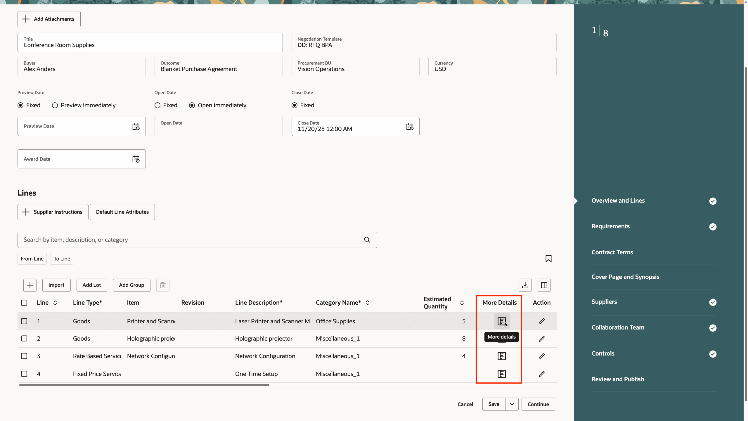 Use More Details to access External Cost Factors