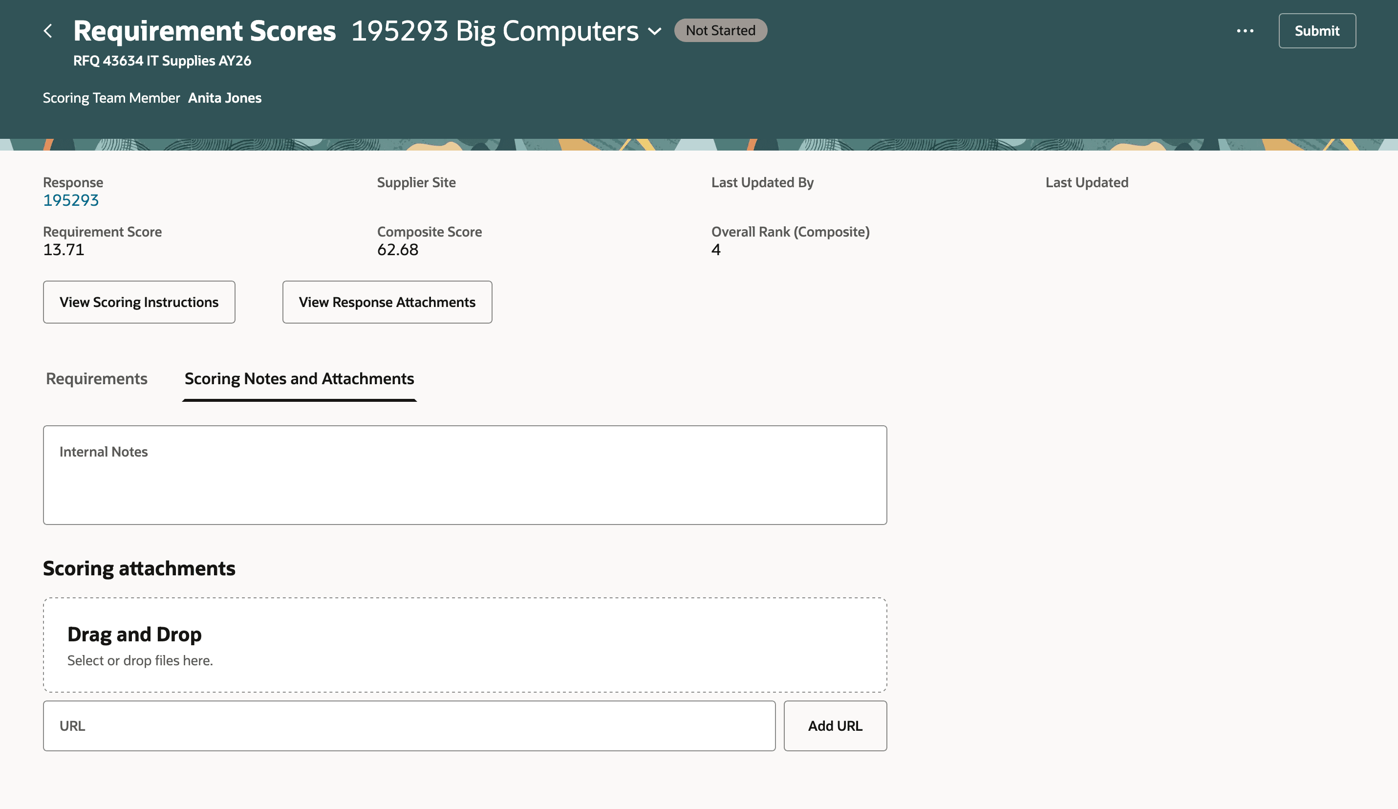 Add Scoring Notes and Attachments for a Response