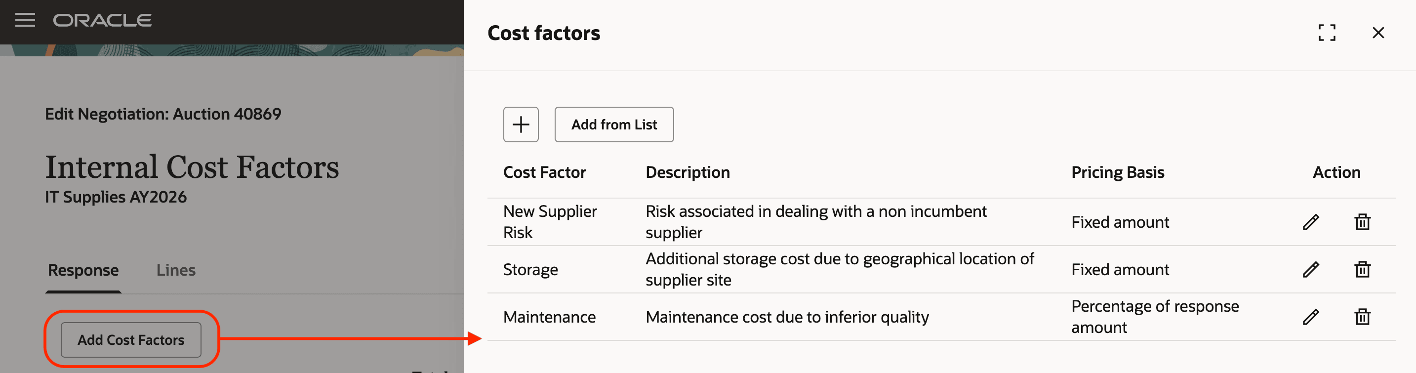 Add Internal Cost Factors When Creating a Negotiation