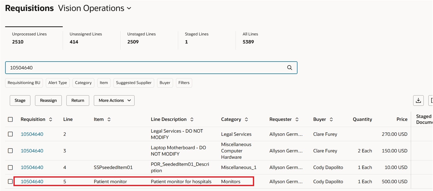 Line Replaced with Catalog Item