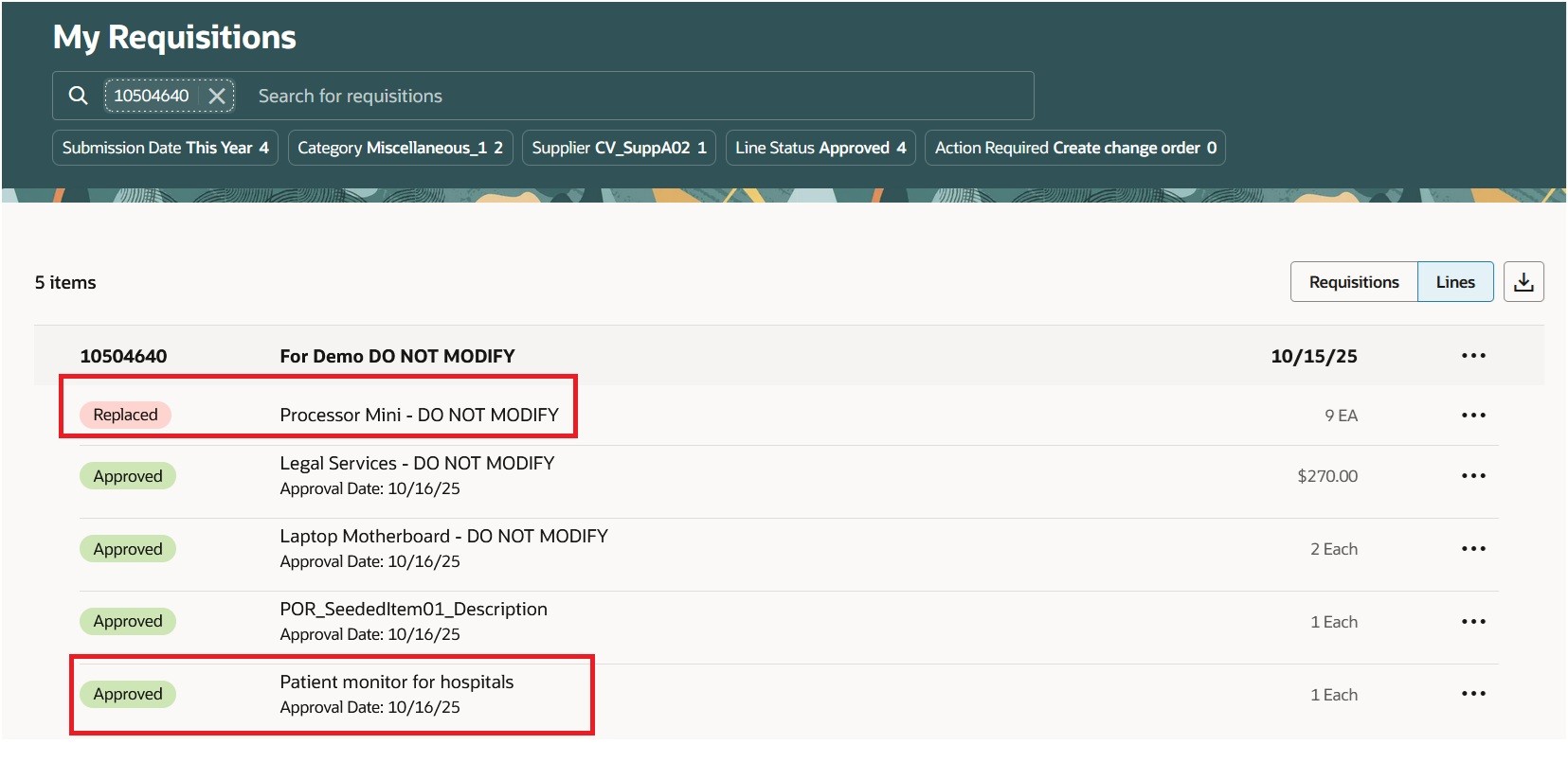 Review the Requisition on My Requisitions