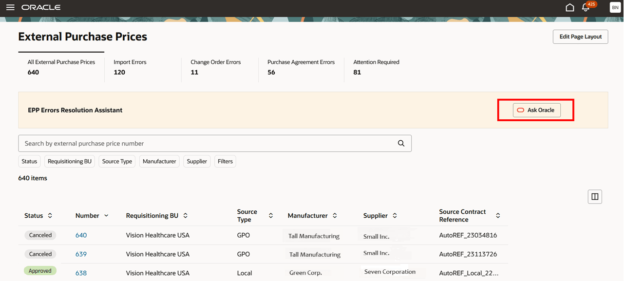 External Purchase Prices Home Page - Ask Oracle