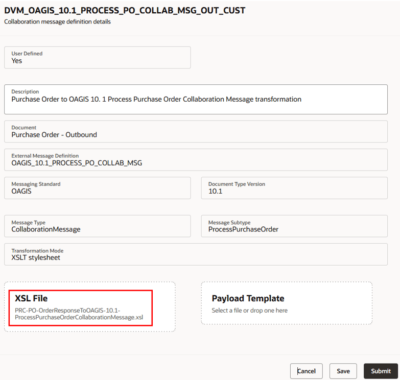 Duplicate message definition-upload custom XSL