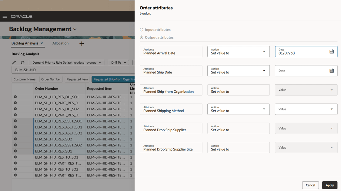 Override planned dates