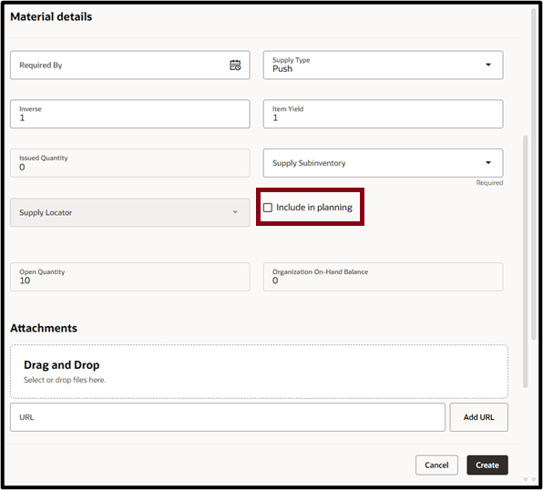 Defining Work Order Materials Details 