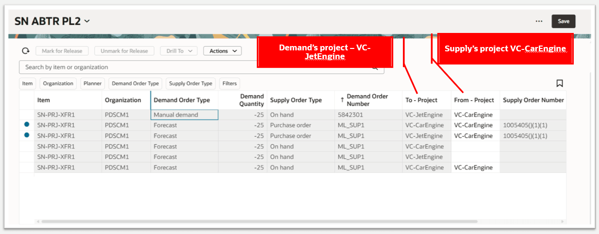 Select a Record for Drill To from Attribute-Based Transfer Recommendation