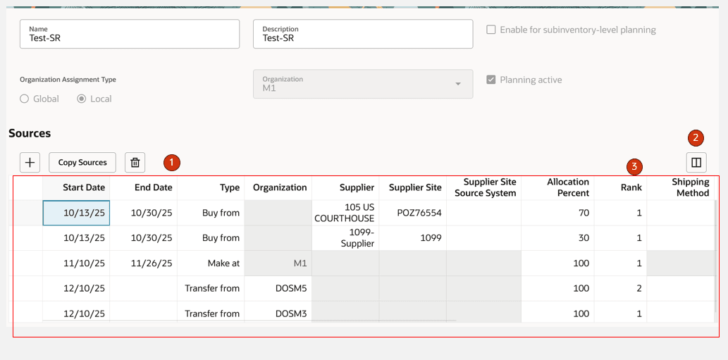 Sources in Sourcing Rule