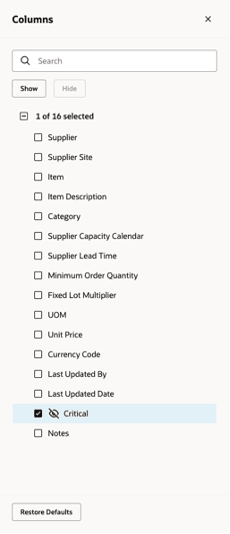 Viewing and Arranging Columns