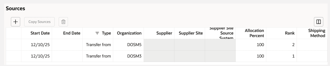Result After Applying Column Filter for Type Column in Sources