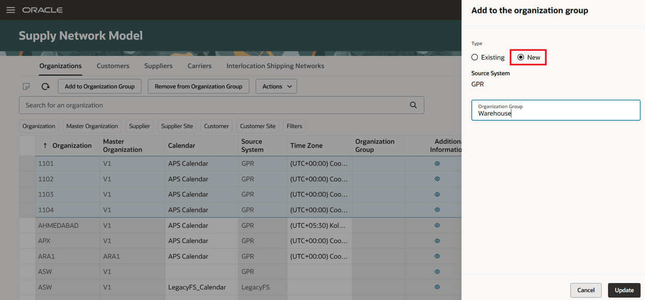 Create New Organization Group