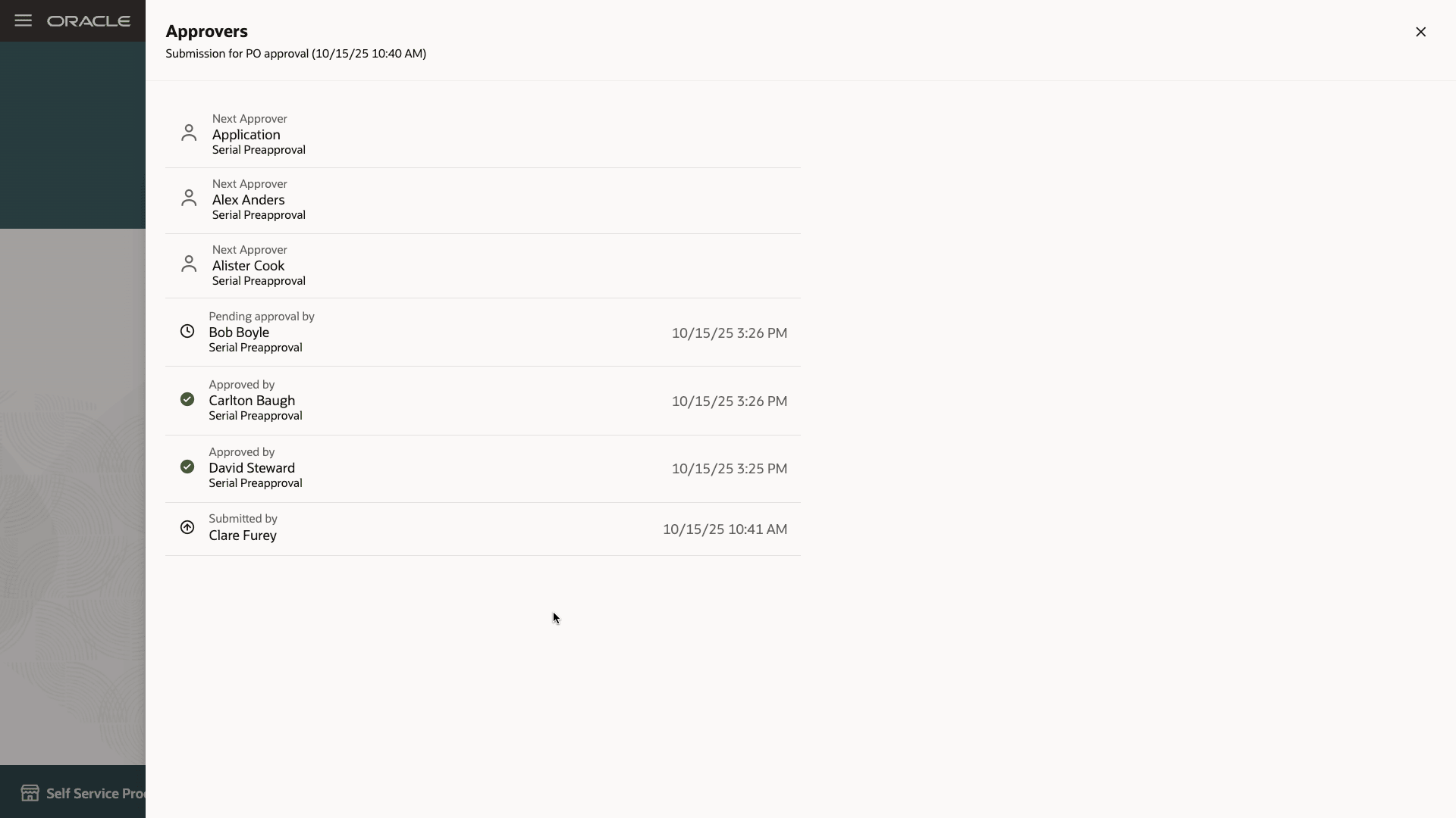 View Purchase Order Approvers