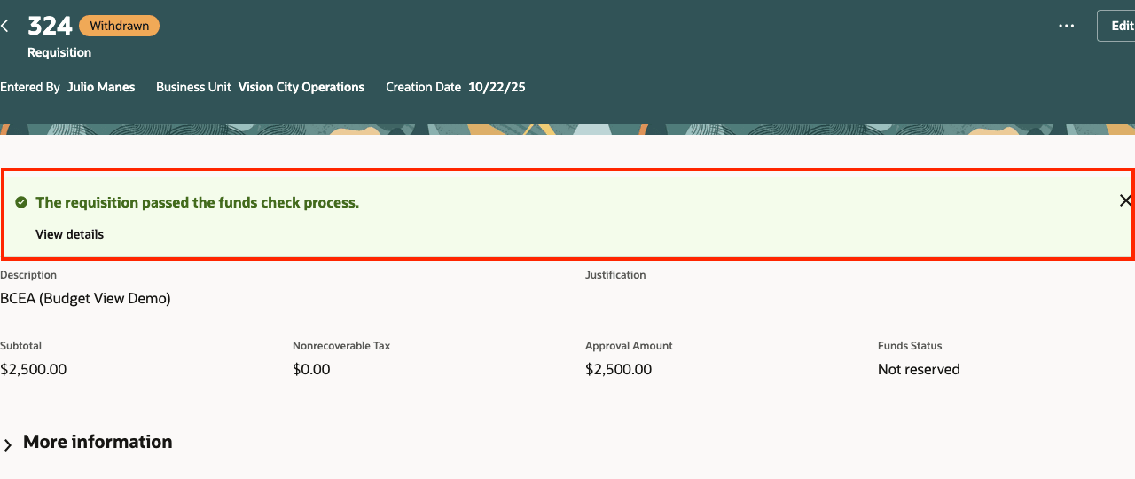 Check Funds Results