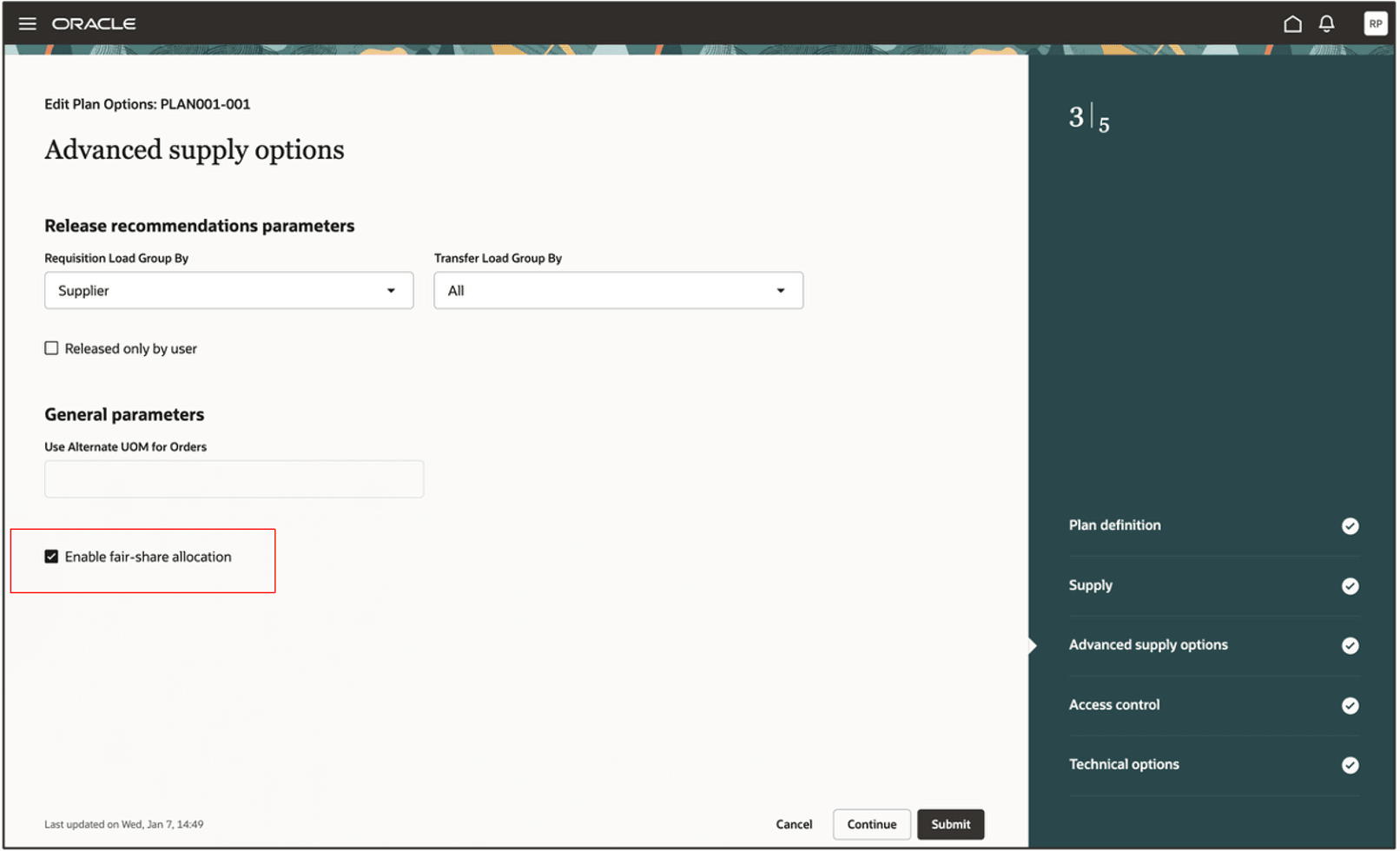 Advanced Supply Options Step in Redwood Guided Process for Creating or Editing Multiechelon Replenishment Plan