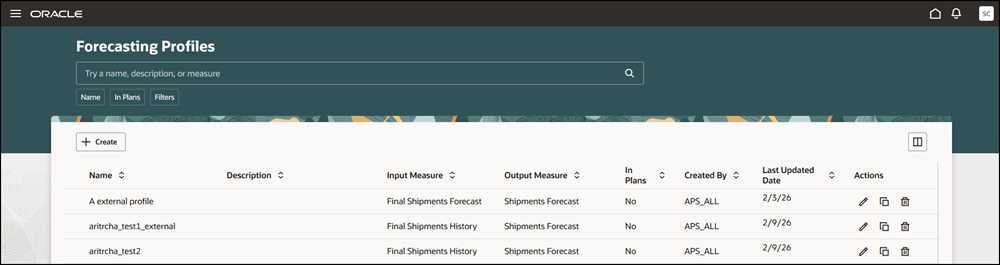 Forecasting Profiles Page