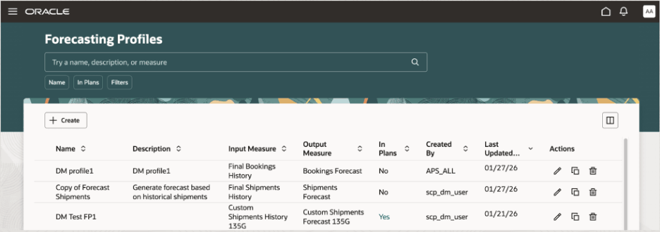 Forecasting Profiles Page