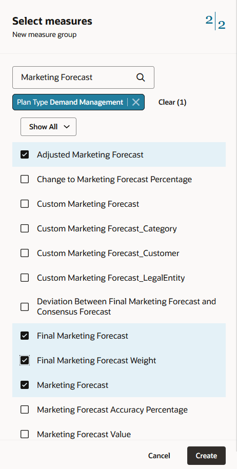 Select Measures Step in Guided Process