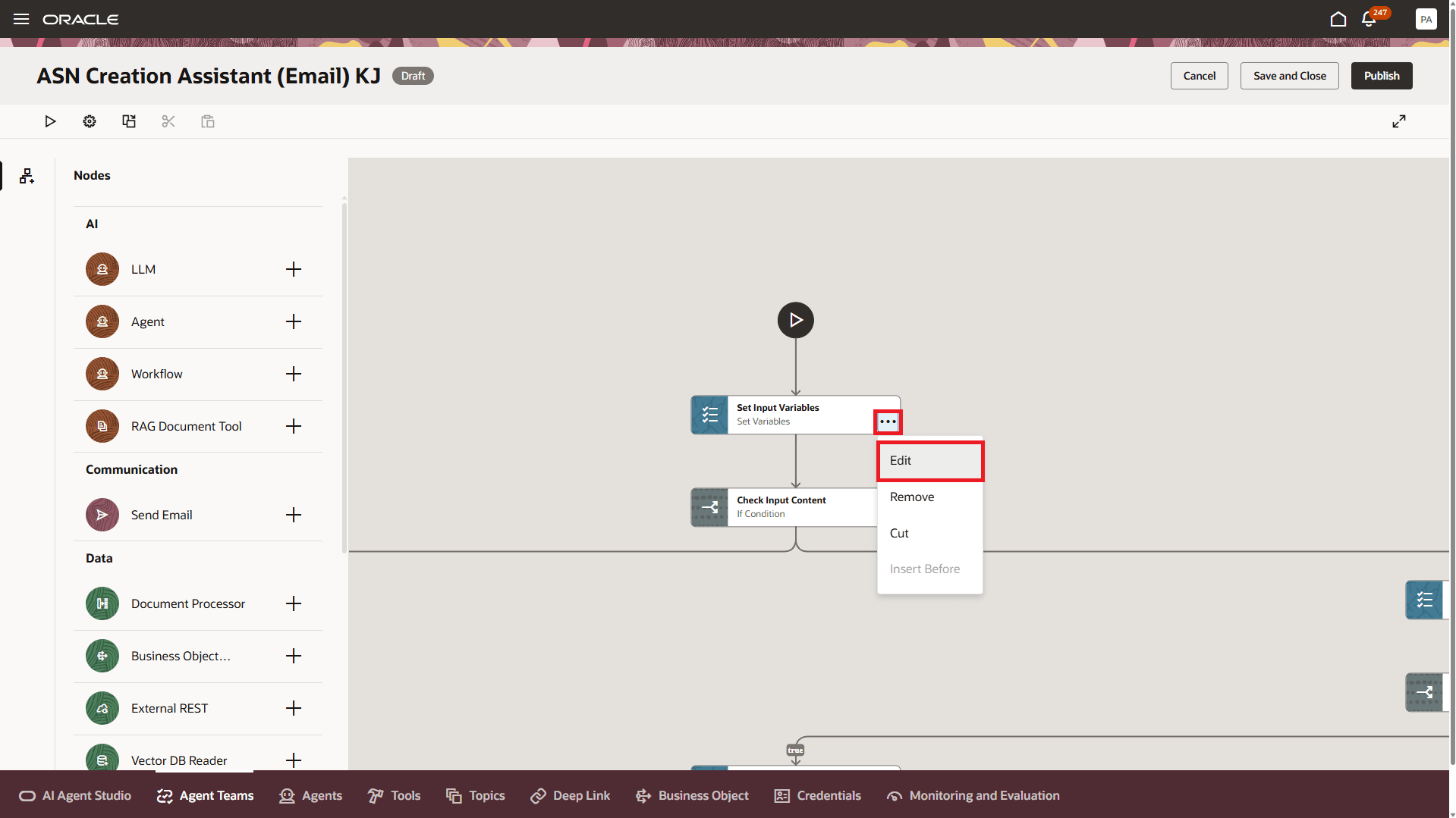 ASN Creation Assistant (Email) - Set Input Variables
