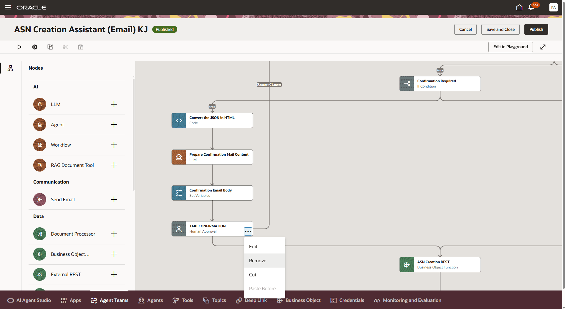 ASN Creation Assistant (Email) - TAKECONFIRMATION Node