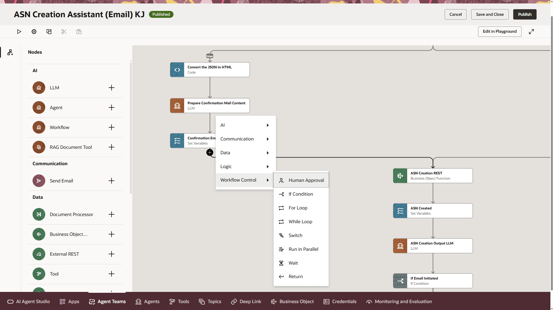 ASN Creation Assistant (Email) - Add Human Approval Node