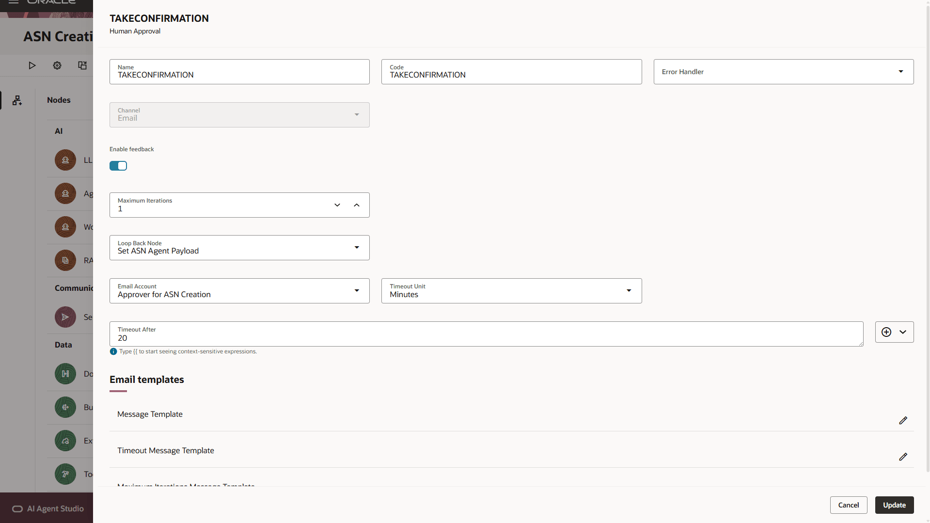 ASN Creation Assistant (Email) - Human Approval Node