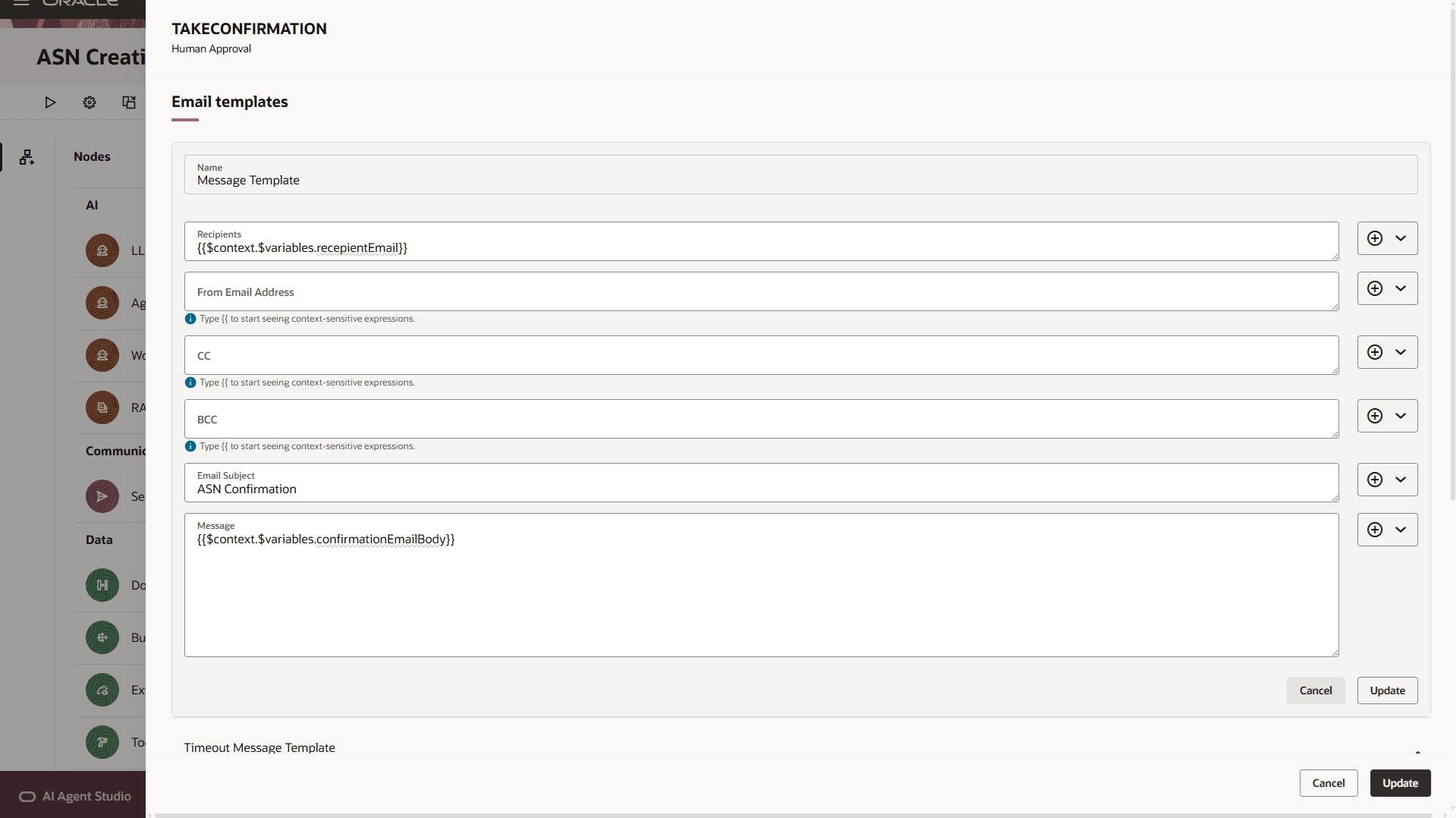ASN Creation Assistant (Email) - Message Template