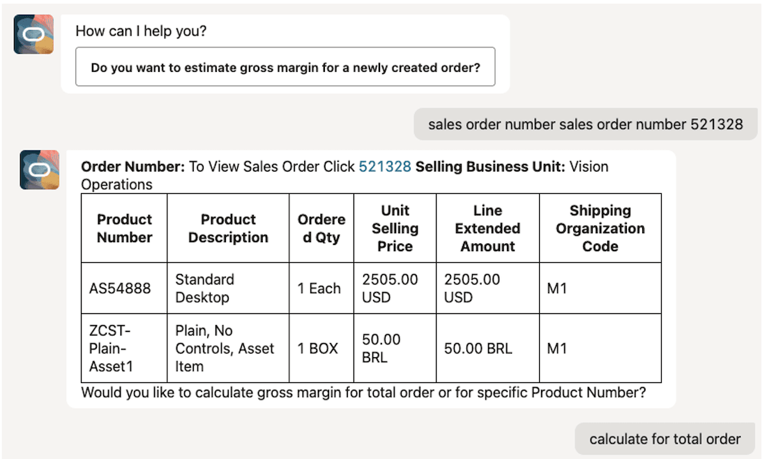 Shows complete order details of the sales order provided by user.