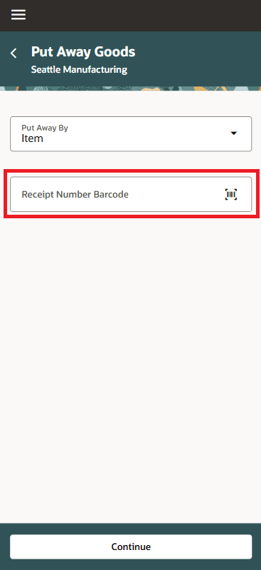 Put Away Goods - Optional Receipt Number Field