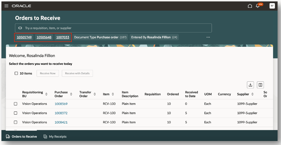 Search by Most Frequently Used