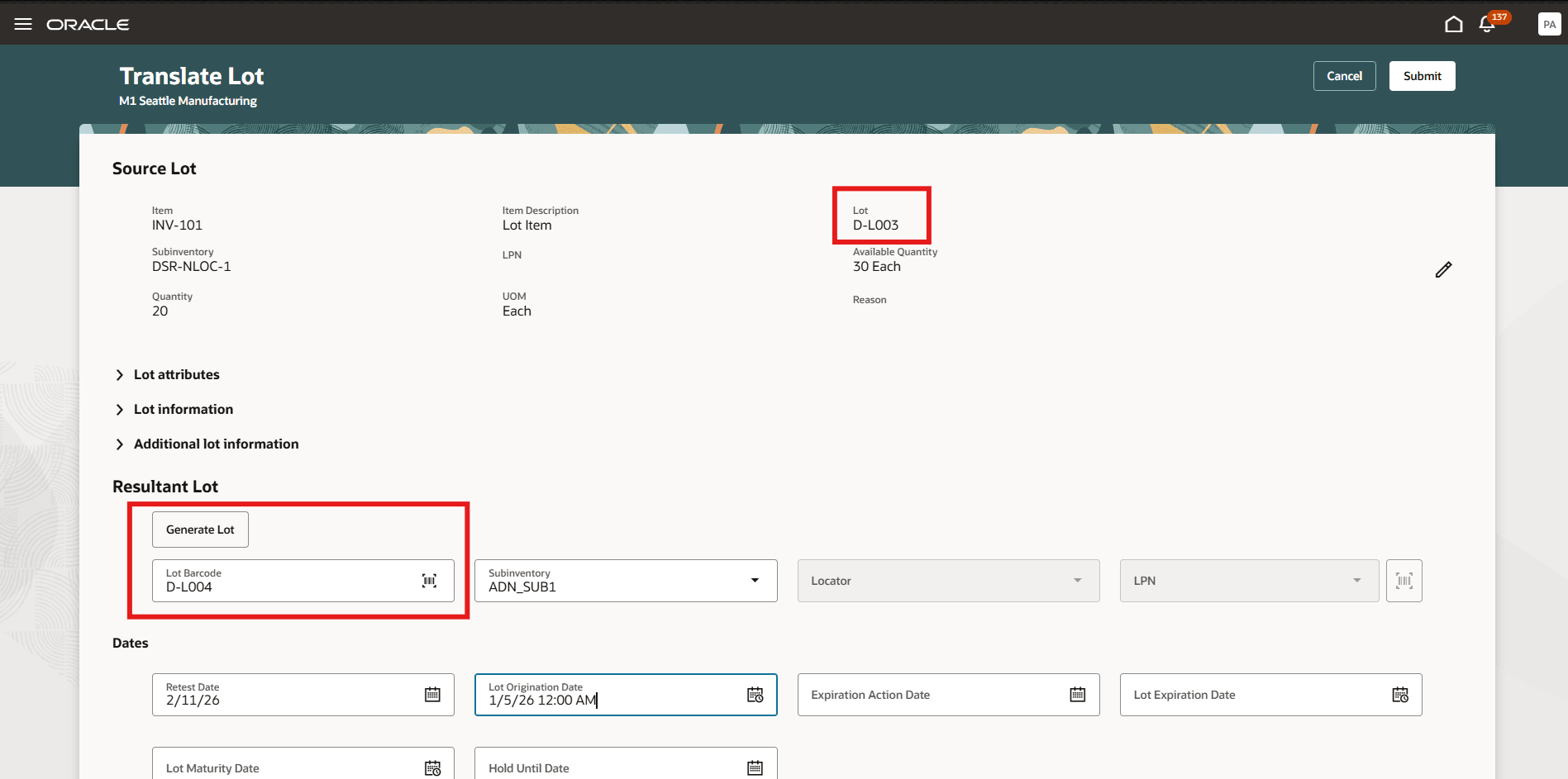 Translate Lot desktop view