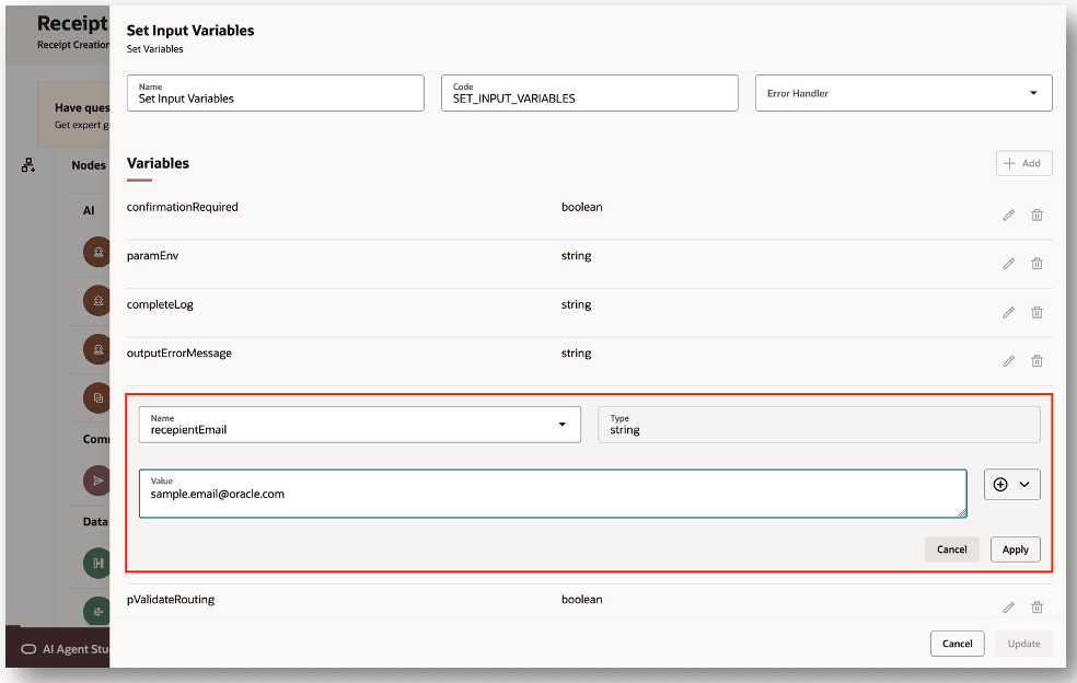 Configure Input Variables