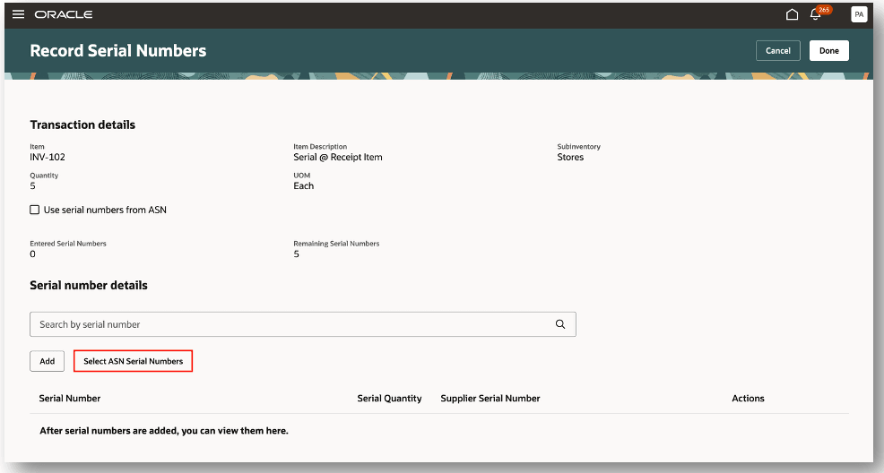Record Serial Numbers