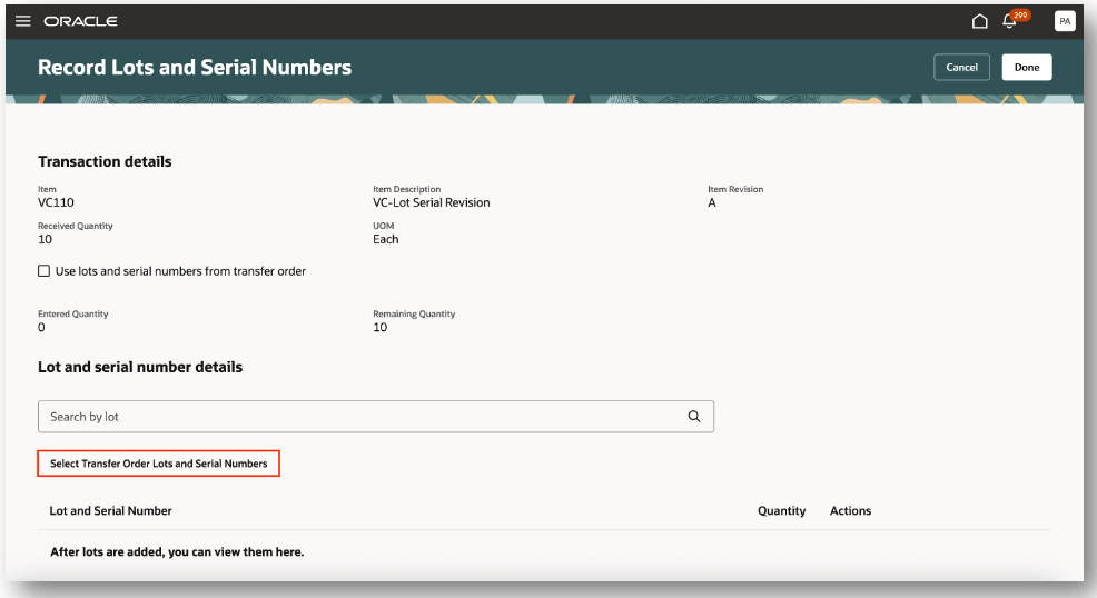 Record Lots and Serial Numbers