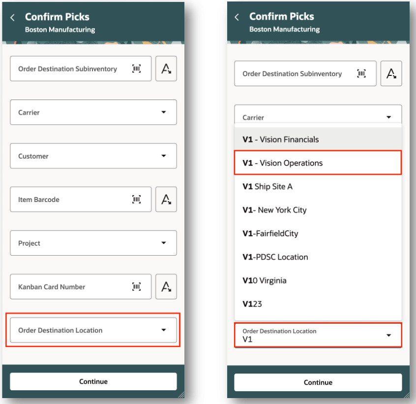 Search by Order Destination Location
