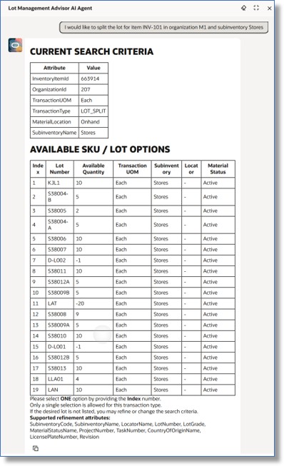 Lot Split transaction