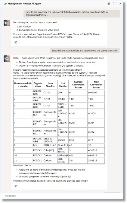 Lot-specific Unit of Measure conversion