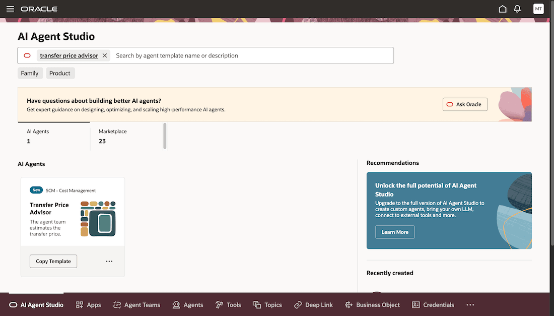 Transfer price advisor template.