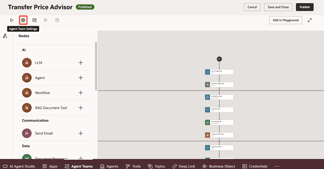 Agent Team Settings to set Email Trigger