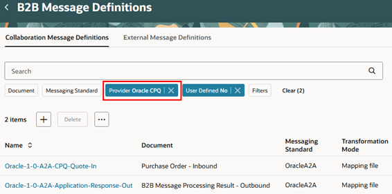 Oracle CPQ Message Definitions